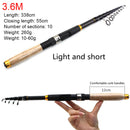 Ultra Short Telescopic Mini Spinning Fishing Rod Carbon Fiber Pole (3.6m)