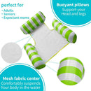 Striped Hammock with Armrest Pool Float Lounge for Water Relaxing (Green)