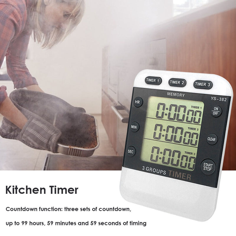 Square 3-way Kitchen Timer Countdown Cooking Alarm Temporizador Home Supply