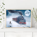 Frameless Oil Paint By Numbers DIY Snow Train Picture Craft Kit for Living Room