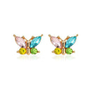 Sterling Ear Stud Studs Rhinestone Butterfly Earrings Exquisite Favor S4O2 T9Q2