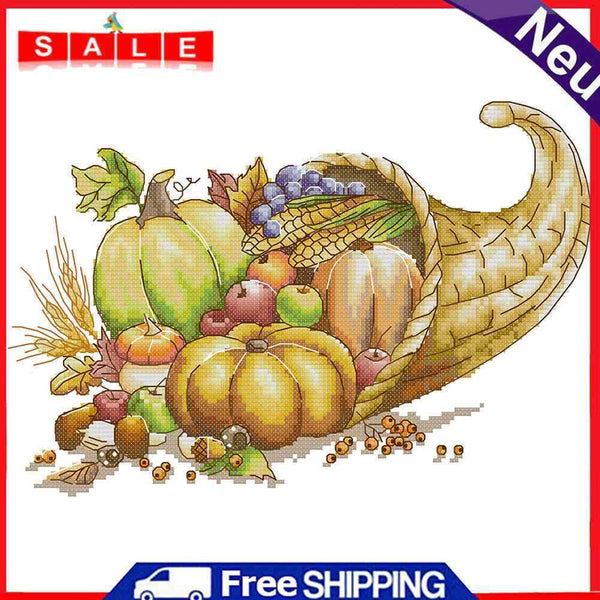 2 Strands Harvest Basketball Partial Embroidery Stamped Cross Stitch Home Decor Gift
