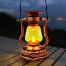 Solar Retro Kerosene Lamp Outdoor Portable Camping Yard Lantern (Copper)