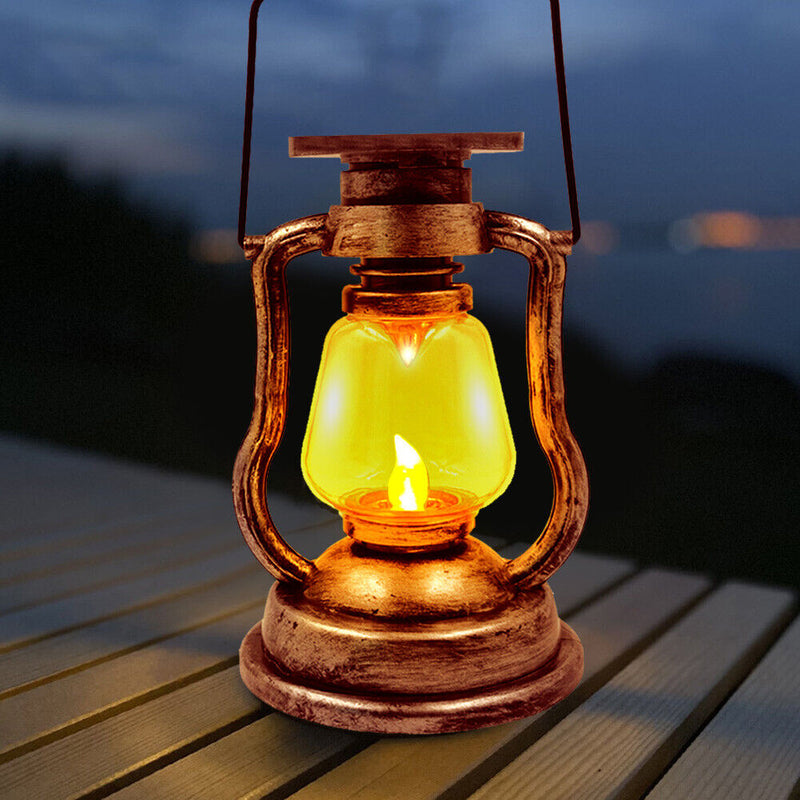 Solar Retro Kerosene Lamp Outdoor Portable Camping Yard Lantern (Copper)