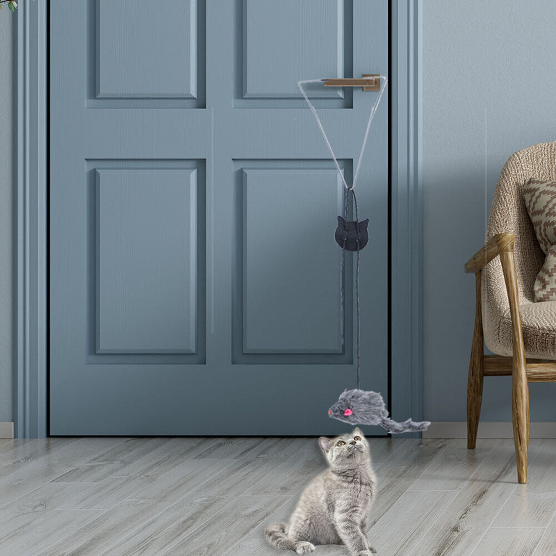 Cat Self-hey Teaser Toys Kitten Scratch Rope Mouse Door Hanging Kitty Stick