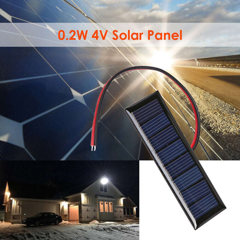 4V 0.2W Mini 2-Wire Epoxy Solar Panel 8 Solar Cells for Solar Projects 3x1 in