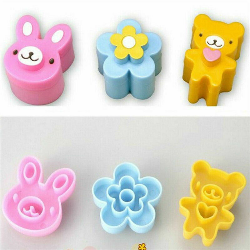 3X Sandwich Crust Cutter Cookie Bread Cake Toast Mold Rabbit Bear Flower Q4B0