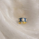 Women's Ring Little Daisy Small Enamel Pattern Ring Adjustable For women|girls