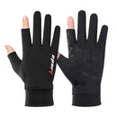 1 Pair Fishing Gloves Anti-slip 2 Fingers Cut Ice Silk Hand Protect (Black)