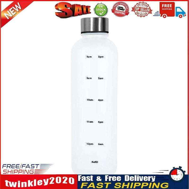 1L Large Capacity Water Bottle Portable Plastic Water Cup (White Frosted) Newly