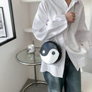 Tai Chi Pattern Shoulder Messenger Bag PU Leather Circular Chain Crossboby Bag