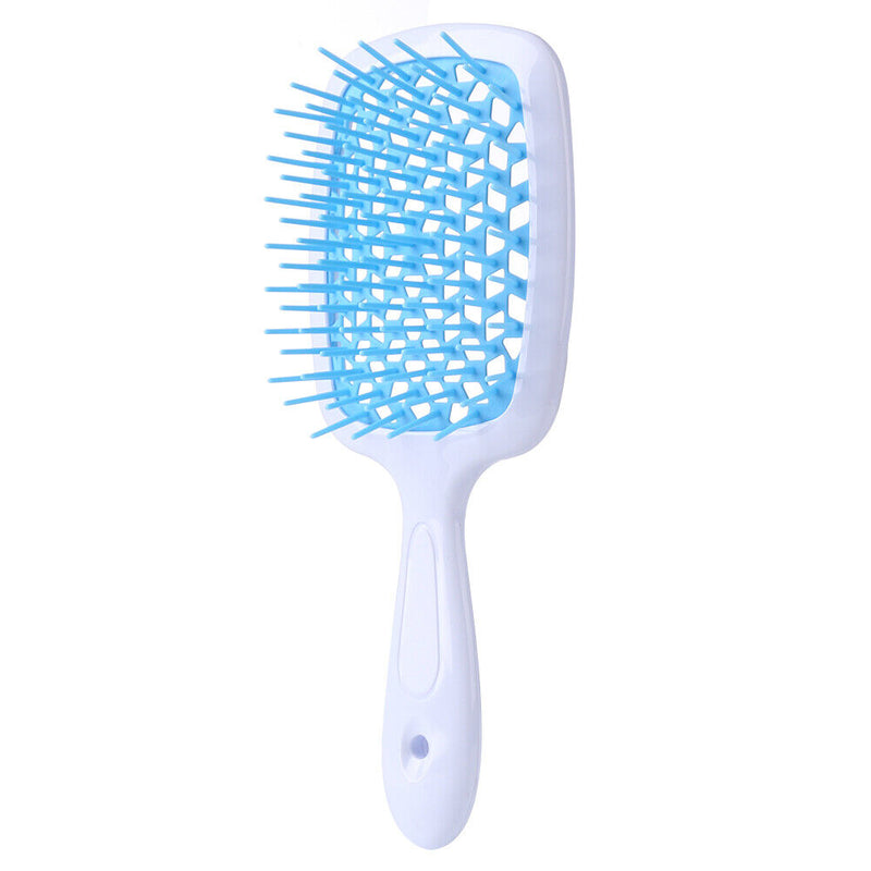 Wide Teeth Air Cushion Combs Scalp Massage Brush Hollow Grid Comb (Blue)