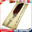 Calligraphy Feather Dip Pen with 5 Nib Writing Ink Quill Fountain Pen (Red)