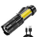Mini Rechargeable LED Flashlight XPE + COB Lamp Beads Waterproof Pocket
