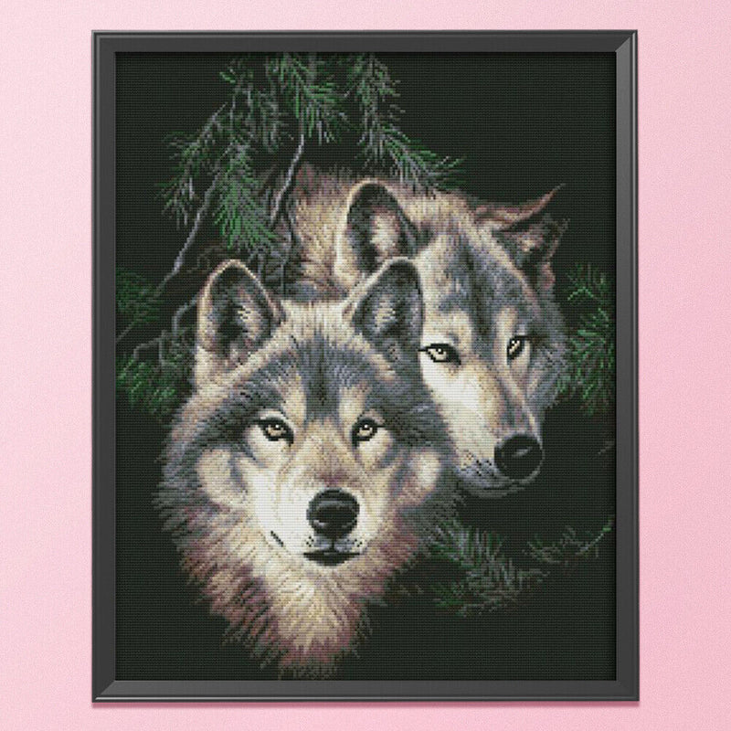 Cross Stitch Kits 11CT Stamped DIY Wolf Full Embroider Mosaic Needlework