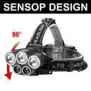 3x T6+2x XPE LED Headlight 6 Modes Rechargeable Head Lamp Torch Flashlight