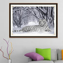 DIY Diamond White Tiger Painting Cross Stitch Needlework Crafts Decor