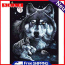 Diamond Painting Wolf Full Round Drill Picture of Rhinestone DIY Drawing for Bar