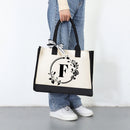 Canvas Shoulder Bags Letters Flower Clothing Storage Simple Shopping Handbags