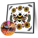 5D Diamond Painting Kit Bee Flowers Full Square Drill DIY Mosaic Wall Art Cra