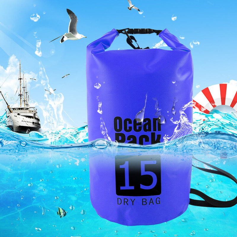 Waterproof Dry Bag Pack Sack Swimming Kayaking Trekking (15L Dark Blue)