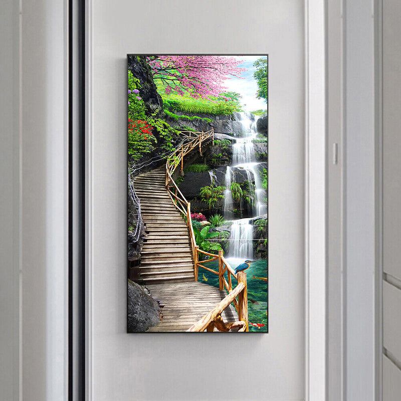 Oil Paint By Numbers Fall Road Frameless Picture Craft Kit for Home Living Room
