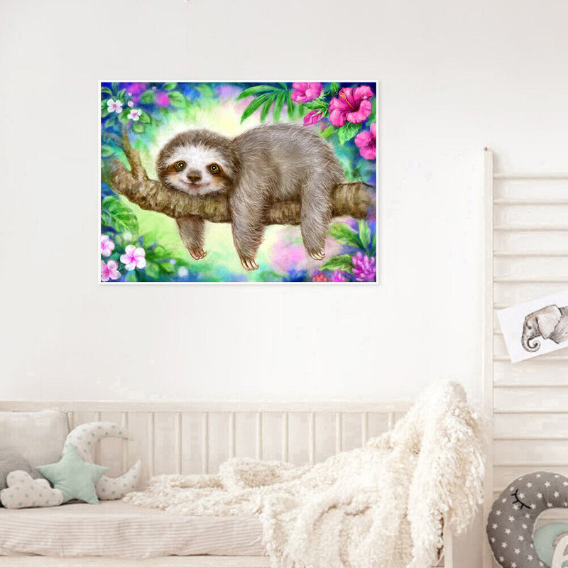 DIY Handpainted Sloth Oil Paint by Numbers Picture Drawing Craft Kit Artwor
