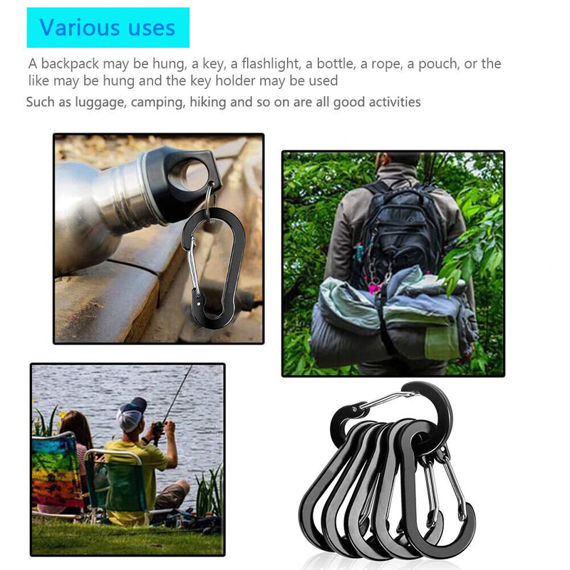 6pcs Outdoor Camping Carabiner Quick Hanging Buckle Climbing Survival Equip