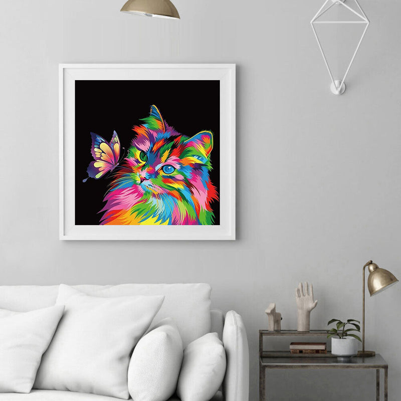 5D DIY Diamond Painting Kits Full Round Drill Colorful Cat Mosaic Picture