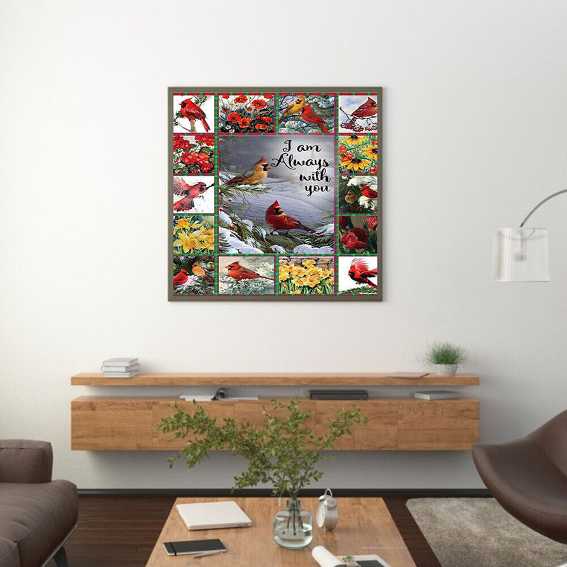 5D DIY Diamond Painting Kits Full Round Drill Cardinal in Frame Mosaic Picture