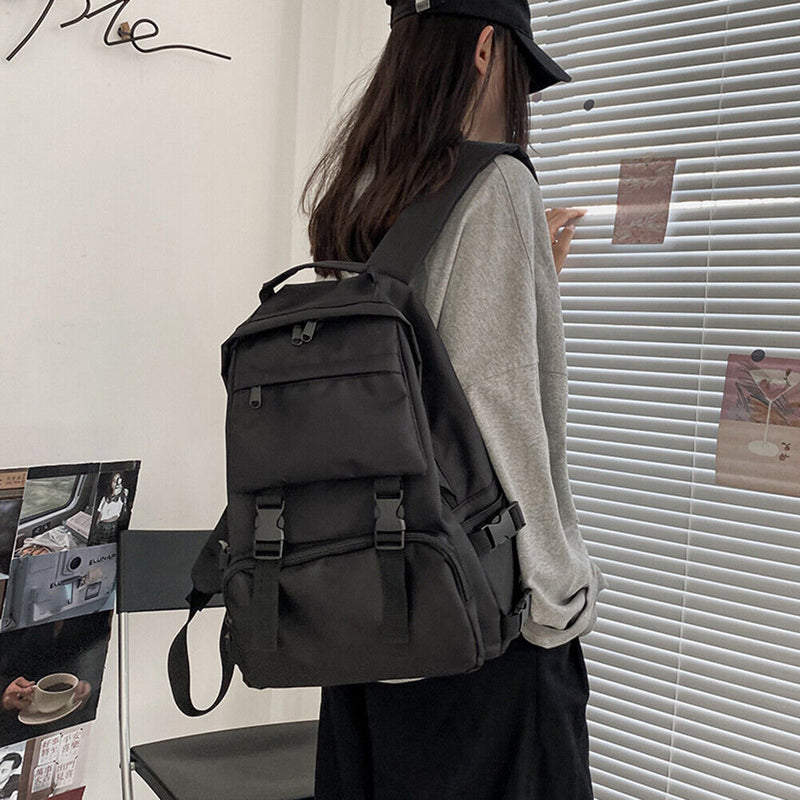 #A Fashion Japanese Backpack for Women Men Nylon Casual Student Large Shoulder B