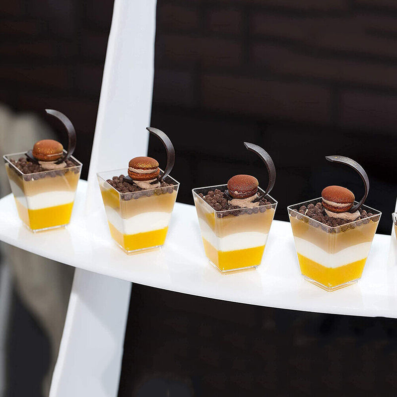 50pcs Food Cups Kitchen Decor Cake Cup with Spoon Set for Jelly Mousse Ice
