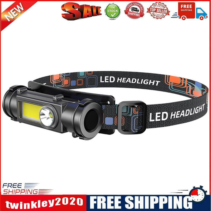 LED COB Headlamp Flashlight USB Rechargeable Mini Magnet Outdoor Headlight
