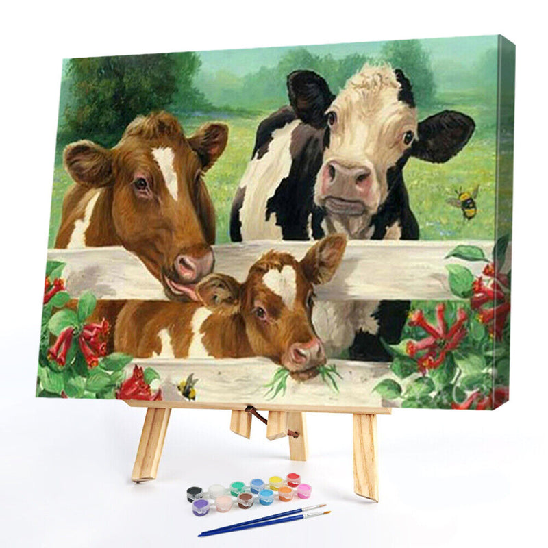 DIY Cattle Frameless Oil Paint by Numbers Drawing on Canvas Pictures Home D