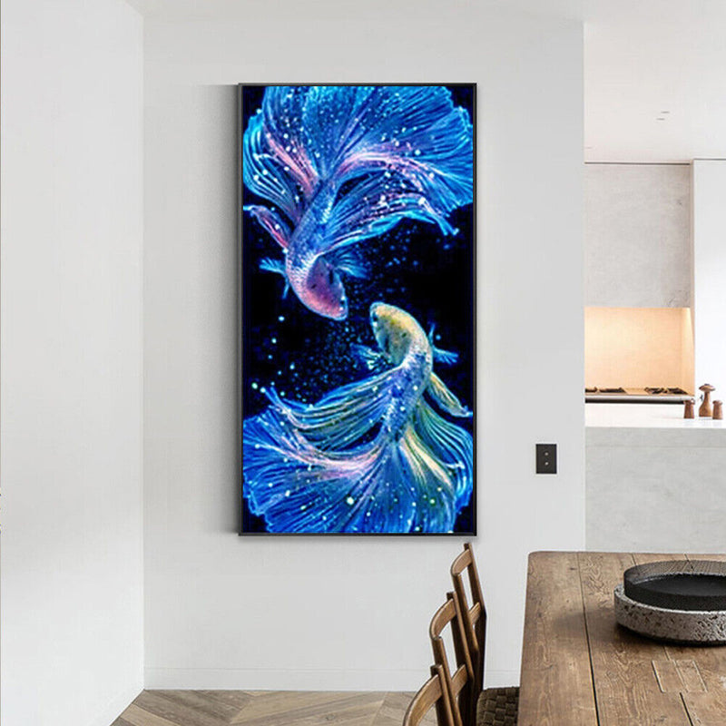 Diamond Painting 5D DIY Blue Fish Full Round Drill Rhinestone Mosaic Picture Kit