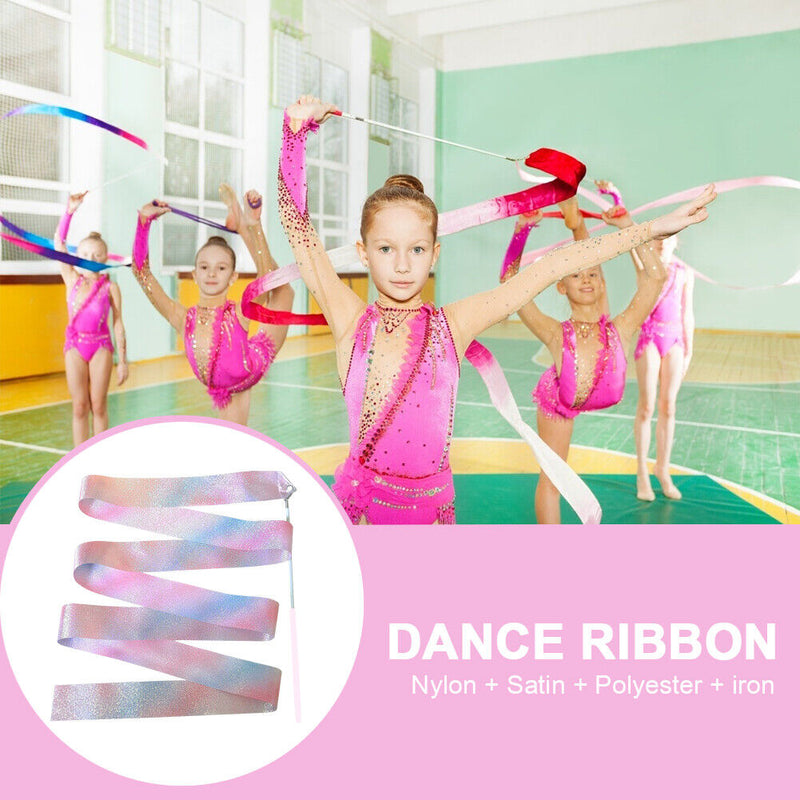 Gym Ribbons 4 Meters Gymnastics Ballet Streamer Twirling Rod Stick Flashing Star