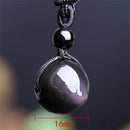 Fashion Lucky Black Men Obsidian Pendant Necklace Amulet Round Ball