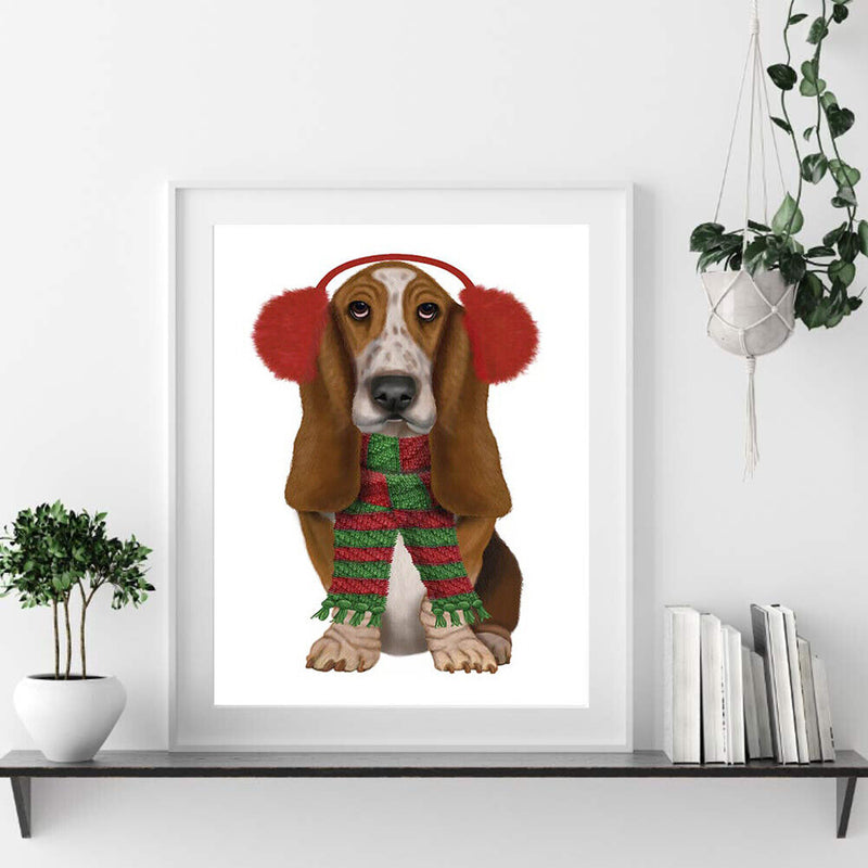 Christmas Puppy Oil Paint By Numbers Kits Canvas Drawing DIY Coloring Picture