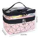 Double Layer Travel Makeup Bag Waterproof Portable Cosmetic Bag (Pink) Newly