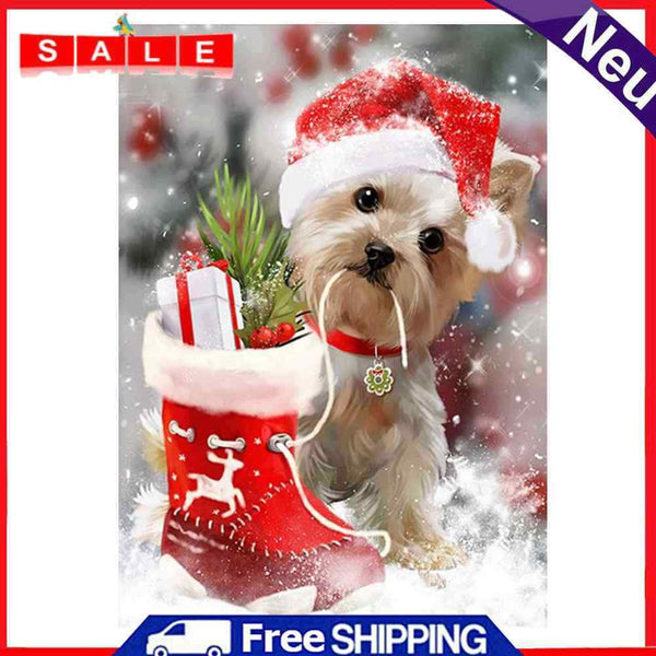 Dog Christmas Xmas 5D Diamond Embroidery Painting Rhinestone Cross Stitch