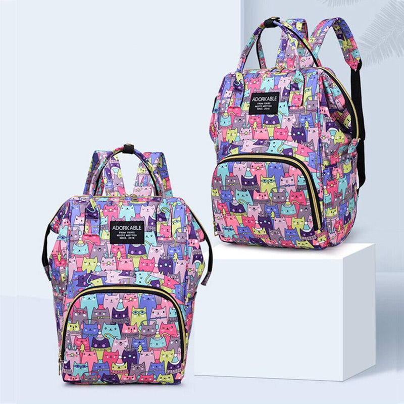 Fashion Women Printing Mummy Diaper Bag Nappy Large Handbag (Color Cats)