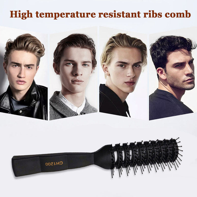 Men Ribs Comb Hair Dressing Oil Head Modeling Tools Hair Brush Inner Roll Com