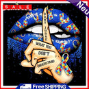 Handmade Full Round Drill Diamond Painting Kit Blue Lips 5D DIY Drawing Artwork