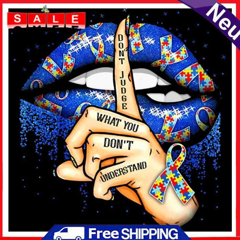 Handmade Full Round Drill Diamond Painting Kit Blue Lips 5D DIY Drawing Artwork