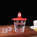 Transparent Red Cherry Silicone Cup Cover Leakproof Reusable Lid (Santa)