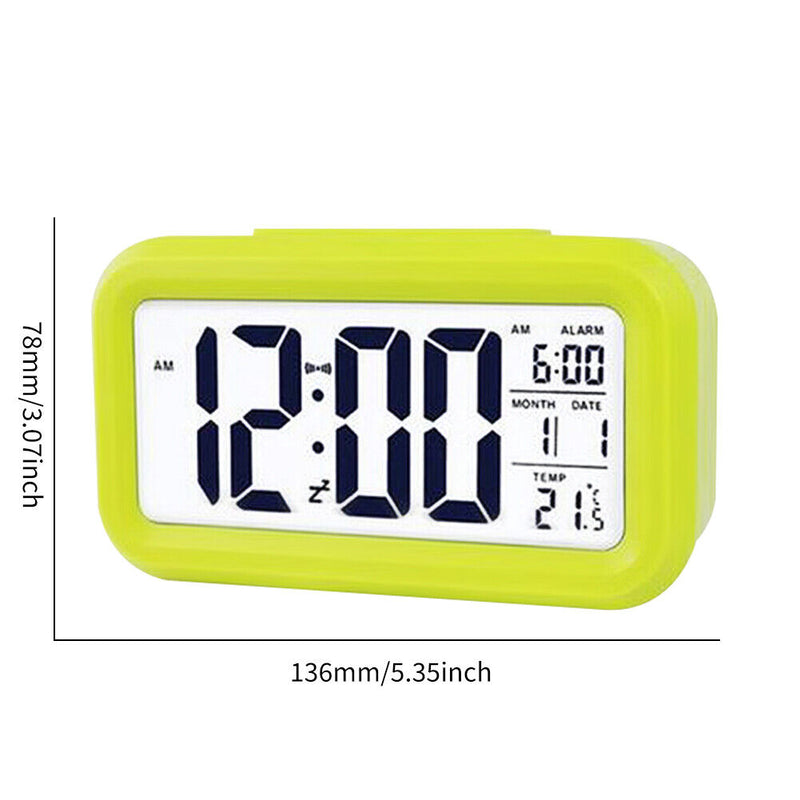 Temperature Alarm Clock LED Digital Backlight Calendar Snooze Clock (Green)