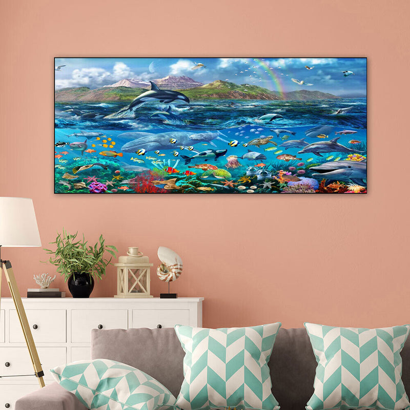 Marine Life Oil Paint By Numbers DIY Canvas Wall Art Picture Craft Home Decor
