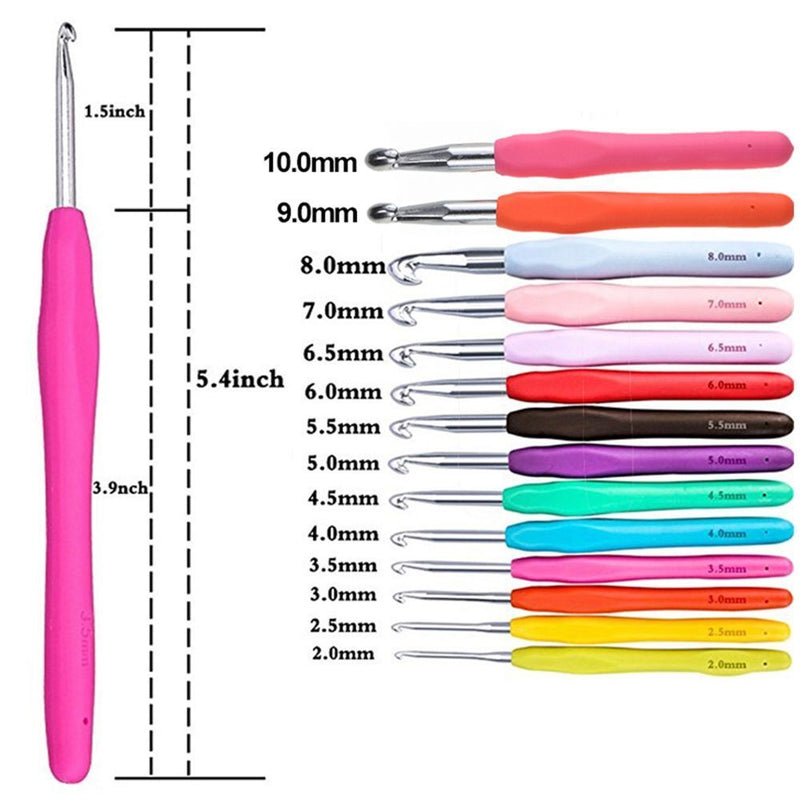 DIY Craft Tools Soft Grip Aluminum Weave Yarn Knitting Needles Crochet Hook