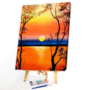 Painting By Numbers Kit DIY Sunset Tree Hand Painted Canvas Oil Art Picture
