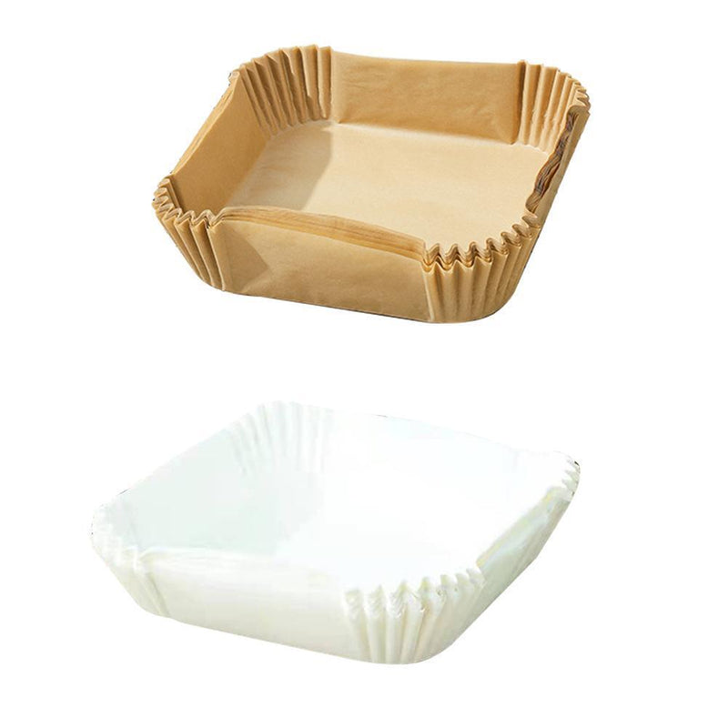 50pcs Air Fryer Disposable Paper Liner Mat Square Steamer Basket (Beige)*2